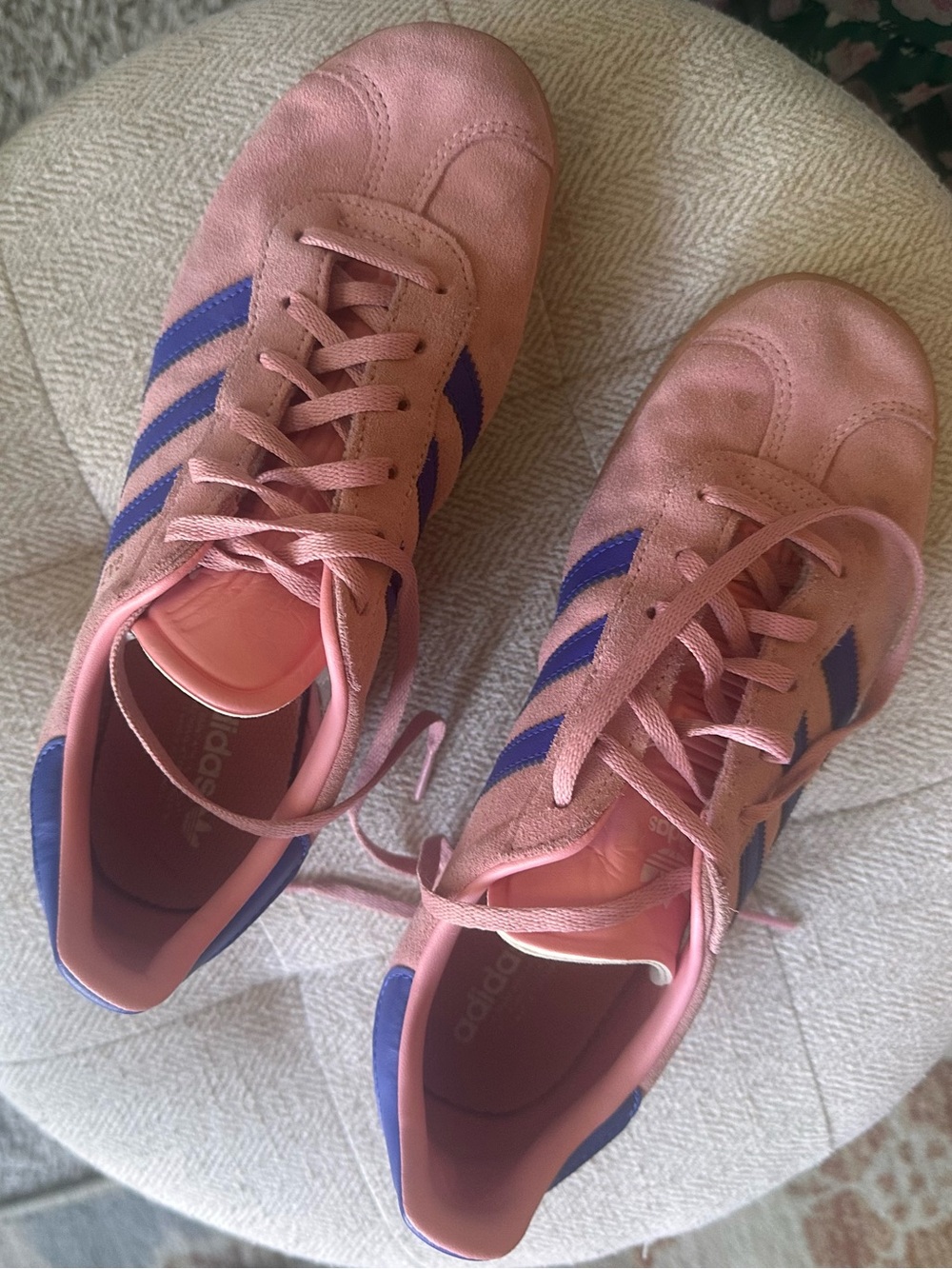 adidas Pink Suede Sneakers with Purple Stripes